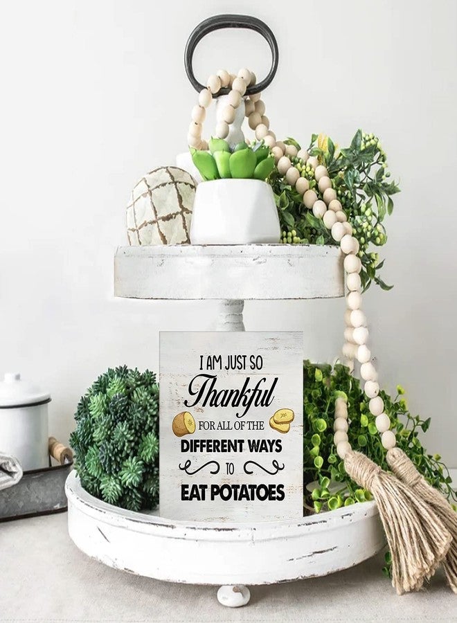 MAVOTEN Rustic I am Just so Thankful for All of the Different Ways to Eat Potatoes Wood Box Sign Funny Kitchen Wooden Box Sign Farmhouse Home Kitchen Desk Shelf Decor (5 X 5 Inch) - Image 4